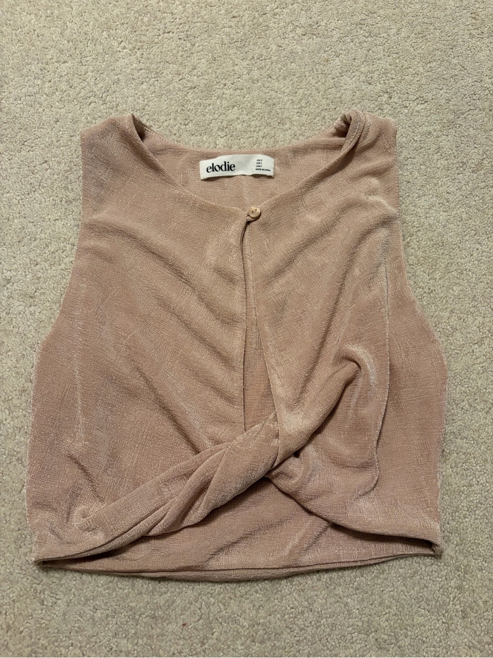 Elodie Twist-Front Sleeveless Top in Dusty Pink